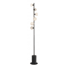 Spiral 6 Light Floor Lamp finished in Matt Black With Dimpled Glass