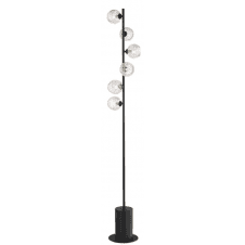 Spiral 6 Light Floor Lamp finished in Matt Black With Glass & Inner Wire