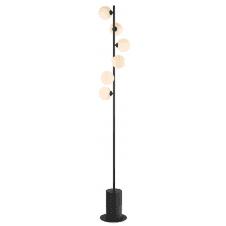 Spiral 6 Light Floor Lamp finished in Matt Black With Opal Glass