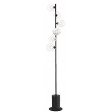 Spiral 6 Light Floor Lamp finished in Matt Black With Opal & Ribbed Glass