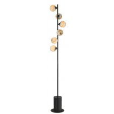 Spiral 6 Light Floor Lamp finished in Matt Black With Planet Glass (Large)