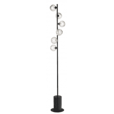 Spiral 6 Light Floor Lamp finished in Matt Black With Ribbed Glass