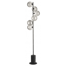 Spiral 6 Light Floor Lamp finished in Matt Black With Smoked Dimpled Glass
