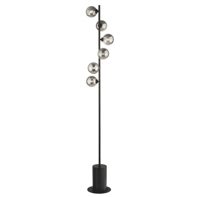 Spiral 6 Light Floor Lamp | Matt Black With Smoked Glass
