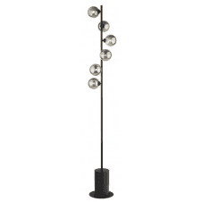 Spiral 6 Light Floor Lamp finished in Matt Black With Smoked Glass