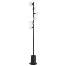 Spiral 6 Light Floor Lamp finished in Matt Black With Twisted Closed Glass