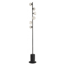 Spiral 6 Light Floor Lamp finished in Matt Black With Twisted Open Glass