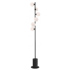 Spiral 6 Light Floor Lamp finished in Matt Black With White Confetti Glass