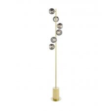SPIRAL 6 Light Floor Lamp finished in Matt Gold & Smoked Organic Glass