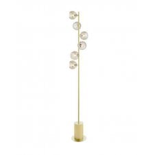 SPIRAL 6 Light Floor Lamp finished in Matt Gold With Champagne Organic Glass