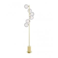 SPIRAL 6 Light Floor Lamp finished in Matt Gold With Clear Dimpled Glass