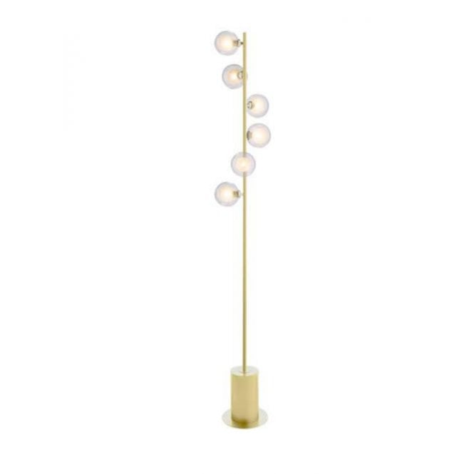 SPIRAL 6 Light Floor Lamp | Matt Gold With Clear & Opal Glass