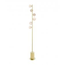 SPIRAL 6 Light Floor Lamp finished in Matt Gold With Dimpled Style Glass