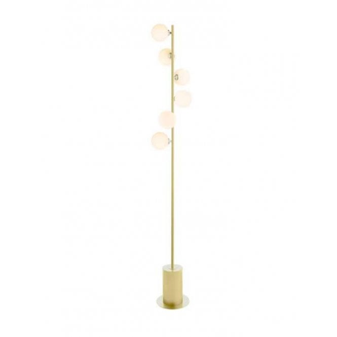 SPIRAL 6 Light Floor Lamp | Matt Gold With Opal Glass