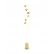 SPIRAL 6 Light Floor Lamp finished in Matt Gold With Planet Glass (Small)