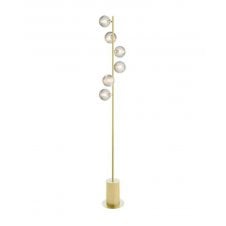 SPIRAL 6 Light Floor Lamp finished in Matt Gold With Ribbed Glass