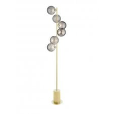 SPIRAL 6 Light Floor Lamp finished in Matt Gold With Smoked Dimpled Glass