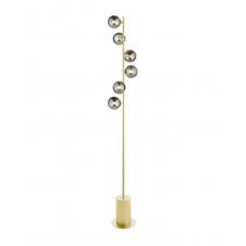 SPIRAL 6 Light Floor Lamp finished in Matt Gold With Smoked Glass