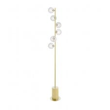 SPIRAL 6 Light Floor Lamp finished in Matt Gold With Twisted Closed Glass
