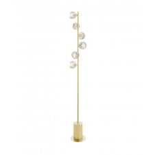 SPIRAL 6 Light Floor Lamp finished in Matt Gold With Twisted Open Glass