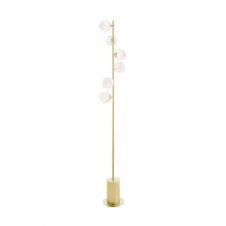 SPIRAL 6 Light Floor Lamp finished in Matt Gold With White Confetti Glass