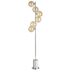 Spiral 6 Light Floor Lamp finished in Polished Chrome With Champagne Dimpled Glass