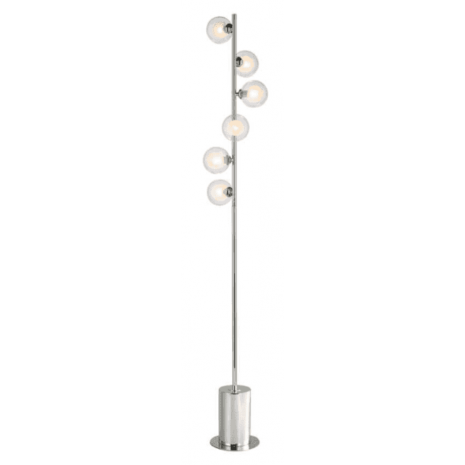 Spiral 6 Light Floor Lamp | Polished Chrome With Clear & Opal Glass