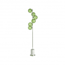 Spiral 6 Light Floor Lamp | Polished Chrome With Green Dimpled Glass