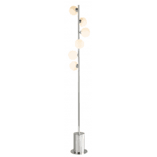 Spiral 6 Light Floor Lamp finished in Polished Chrome With Opal Glass