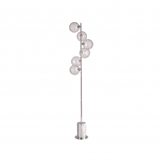 Spiral 6 Light Floor Lamp | Polished Chrome With Pink Dimpled Glass