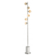 Spiral 6 Light Floor Lamp finished in Polished Chrome With Planet Glass (Small)