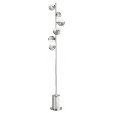 Spiral 6 Light Floor Lamp finished in Polished Chrome With Smoked & Clear Ribbed Glass (10cm)