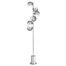 Spiral 6 Light Floor Lamp finished in Polished Chrome With Smoked & Clear Ribbed Glass (15cm)