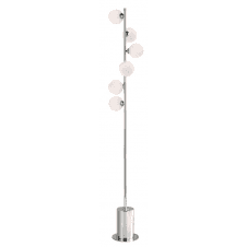 Spiral 6 Light Floor Lamp finished in Polished Chrome With White Confetti Glass