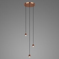 SPL 3 light LED copper ceiling pendant cluster suspension