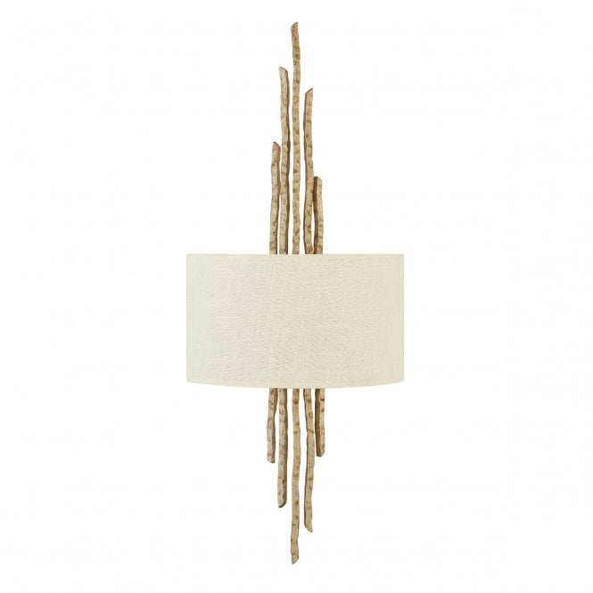 SPYRE hammered effect champagne gold wall light with shade