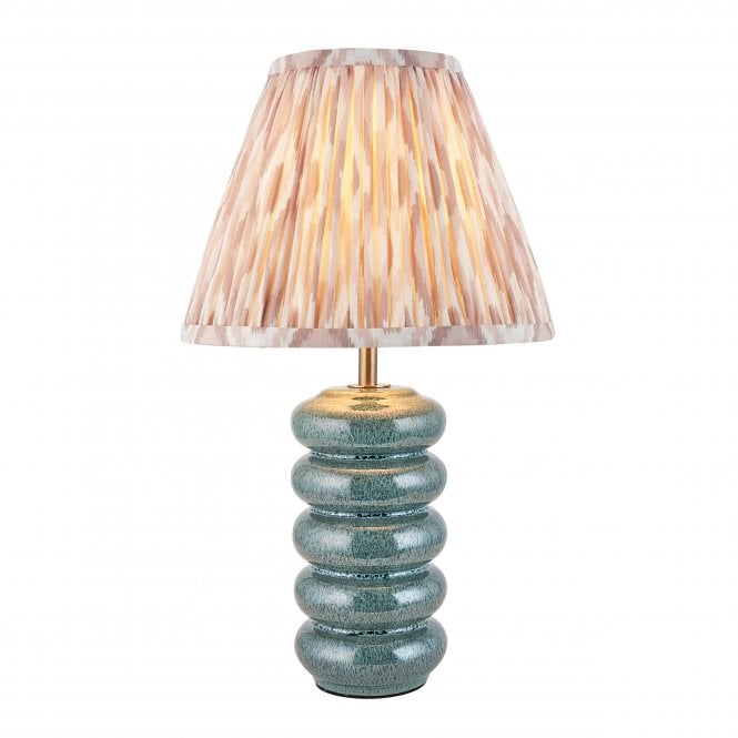Squash Ceramic Table Lamp with Ikat Shade in Neutral