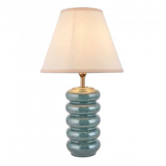 Squash Ceramic Table Lamp with Ivy Shade in Vintage White