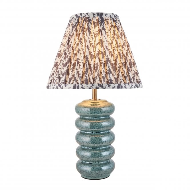 Squash Ceramic Table Lamp with Leaf Shade in Pearl Grey