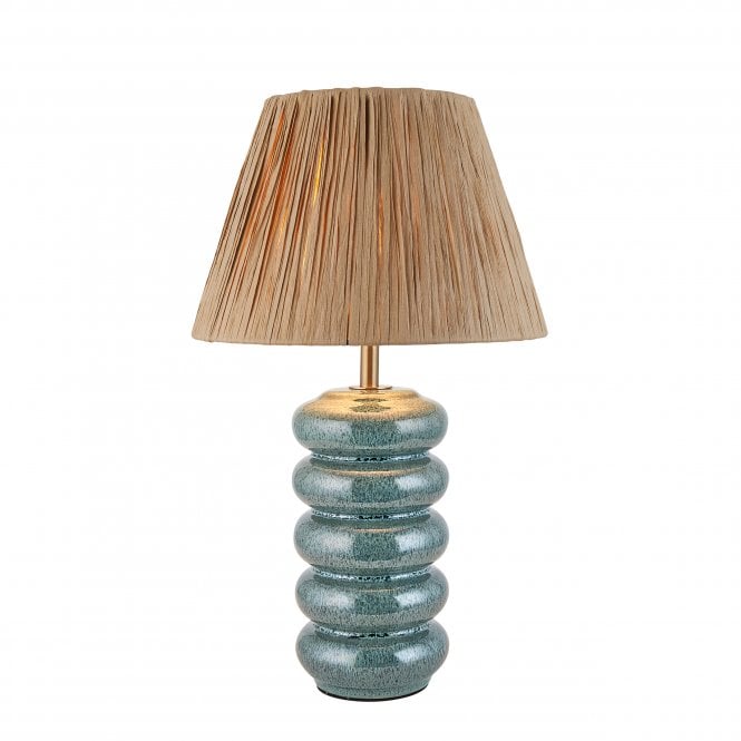 Squash Ceramic Table Lamp with Raffia Shade