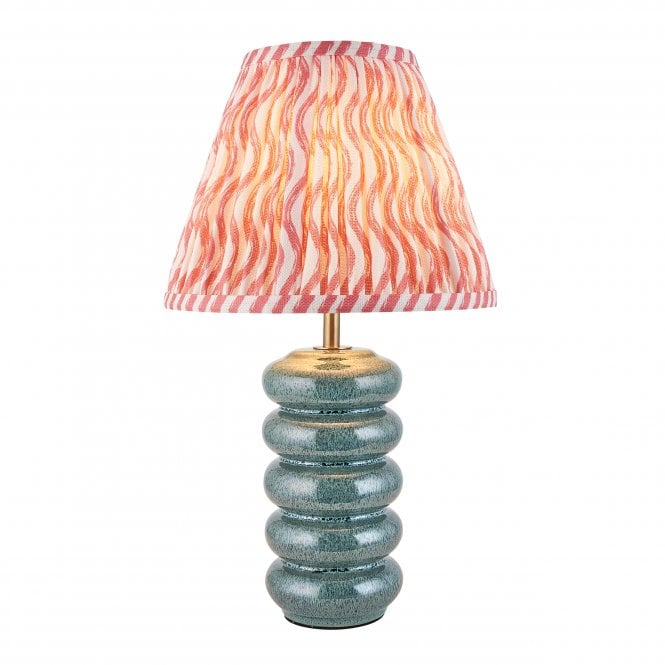 Squash Ceramic Table Lamp with Ripple Shade in Coral Pink
