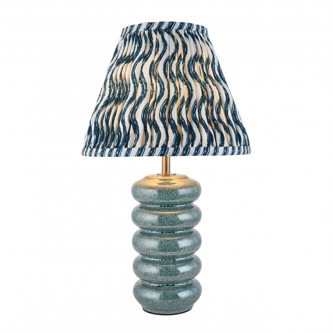 Squash Ceramic Table Lamp with Ripple Shade in Marlin Blue