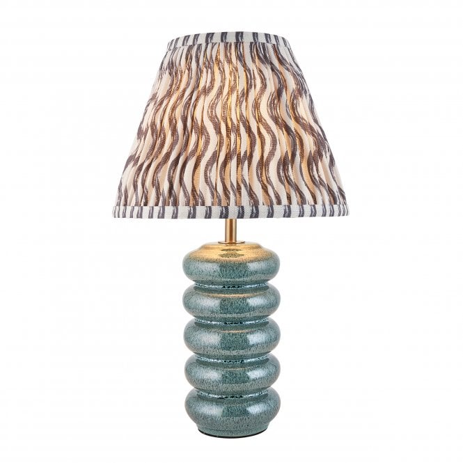 Squash Ceramic Table Lamp with Ripple Shade in Pearl Grey