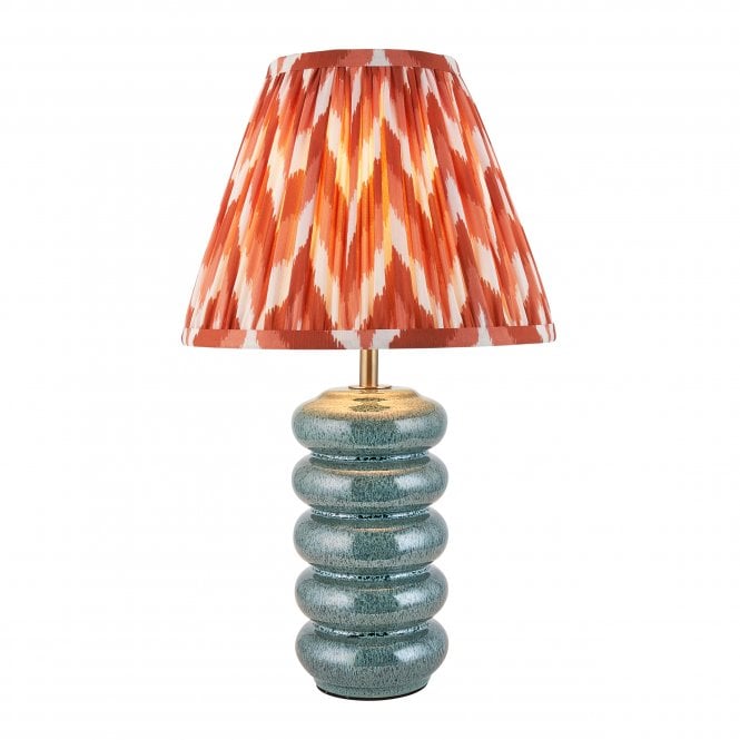 Squash Ceramic Table Lamp with Zigzag Shade in Apricot