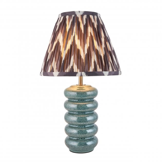 Squash Ceramic Table Lamp with Zigzag Shade in Pearl Grey