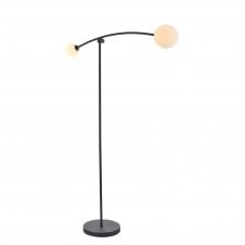 Black Floor Lamp With 2 Opal Glass Shades
