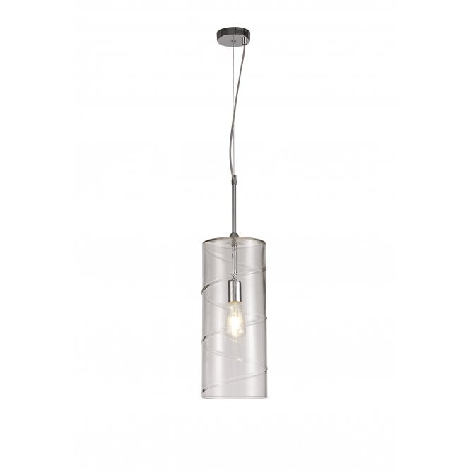 STACKER Glass Pendant Light Polished Chrome and Clear Textured Glass