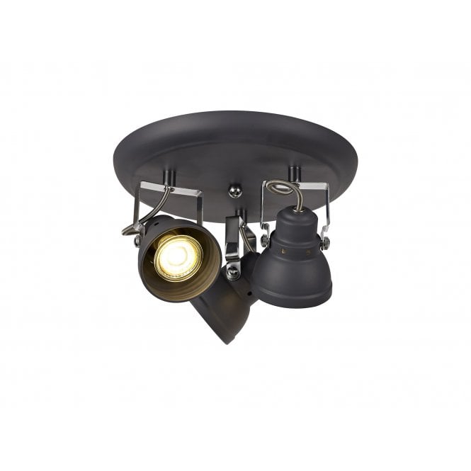 STAGE 3 Light Spotlight Plate Matt Grey/Polished Chrome
