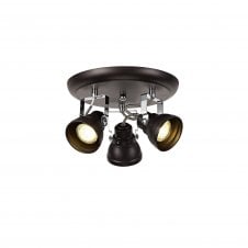 STAGE 3 x GU10 (Max 10W LED) Spotlight Plate Oiled Bronze/Polished Chrome