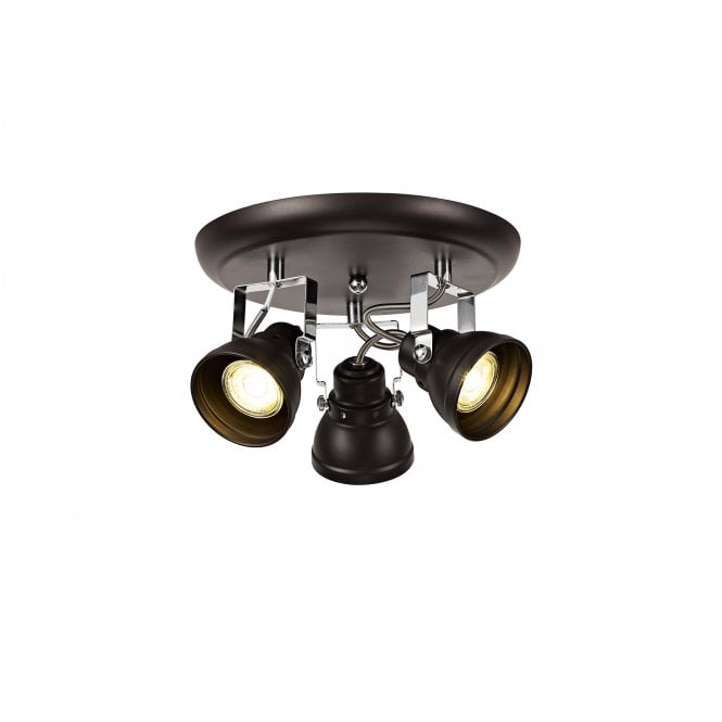 STAGE 3 x GU10 (Max 10W LED) Spotlight Plate Oiled Bronze/Polished Chrome
